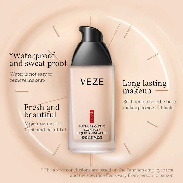 كريم الأساس وخافي العرق مضاد للماء يدوم طويلًا من OEM VEZE ماكياج خفيف الوزن سائل دقيق كريم BBOEM VEZE Long Lasting Waterproof Sweatproof Foundation Concealer Lightweight Makeup Liquid Micro BB Cream