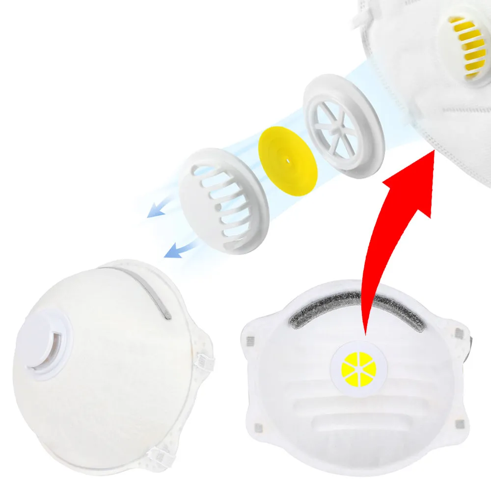 2PC Respirator Masks Anti Dust Smoke Allergy Safety Mouth Cover Filter Valve