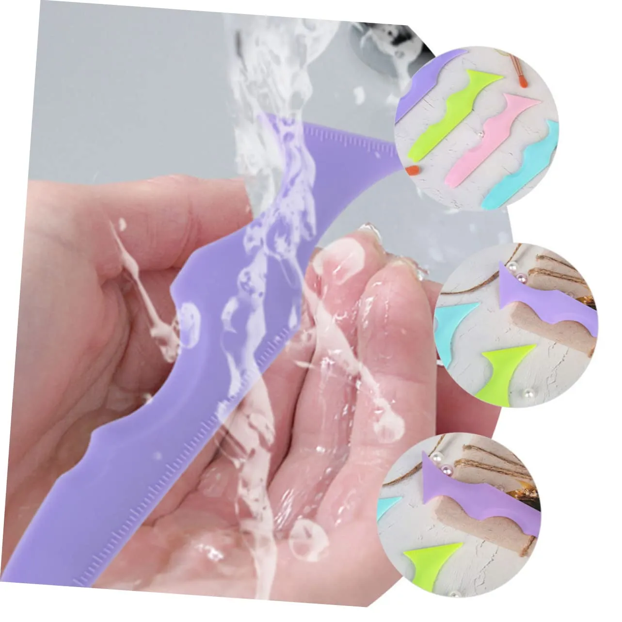 2pcs Women Eyeliner Stencils Masks Spoon Silicone Mascara applicator Silicone Eye Make up Tools Silicone molds Make up Tools for Eyes Cosmetic Purple Miss Cream