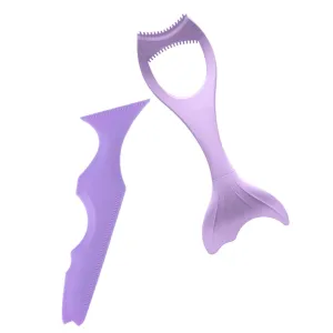 2pcs Women Eyeliner Stencils Masks Spoon Silicone Mascara applicator Silicone Eye Make up Tools Silicone molds Make up Tools for Eyes Cosmetic Purple Miss Cream