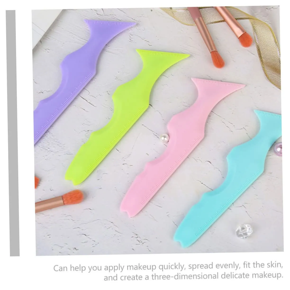 2pcs Women Eyeliner Stencils Masks Spoon Silicone Mascara applicator Silicone Eye Make up Tools Silicone molds Make up Tools for Eyes Cosmetic Purple Miss Cream