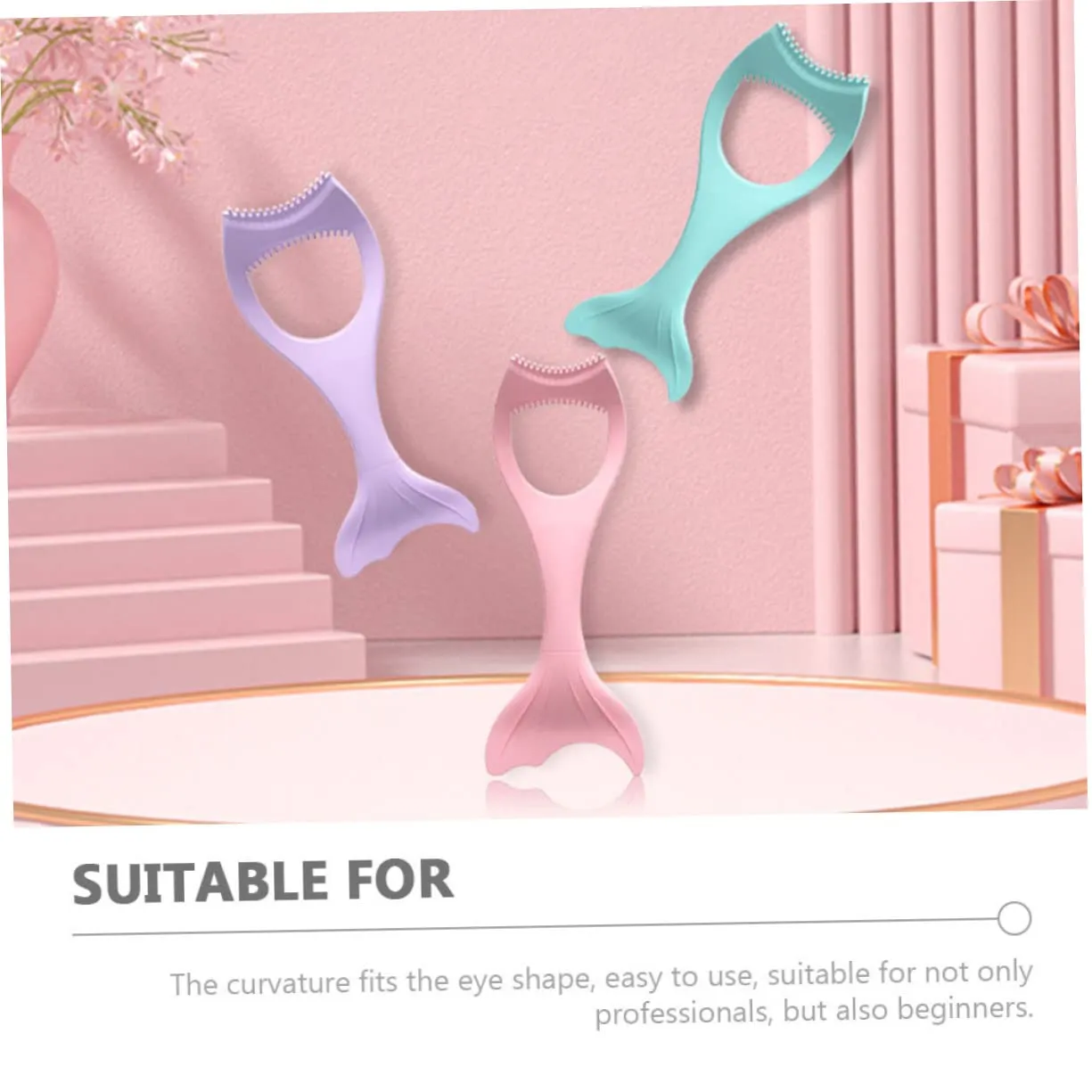 2pcs Women Eyeliner Stencils Masks Spoon Silicone Mascara applicator Silicone Eye Make up Tools Silicone molds Make up Tools for Eyes Cosmetic Purple Miss Cream