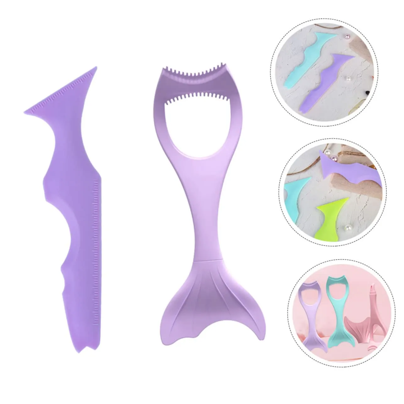 2pcs Women Eyeliner Stencils Masks Spoon Silicone Mascara applicator Silicone Eye Make up Tools Silicone molds Make up Tools for Eyes Cosmetic Purple Miss Cream