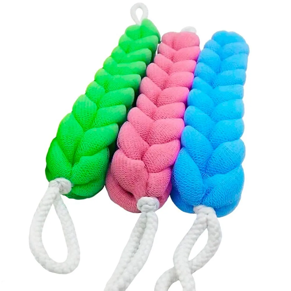 3 Back Scrubber Bath Shower Mesh Sponge Exfoliating Body Brush Wash Puff Spa New