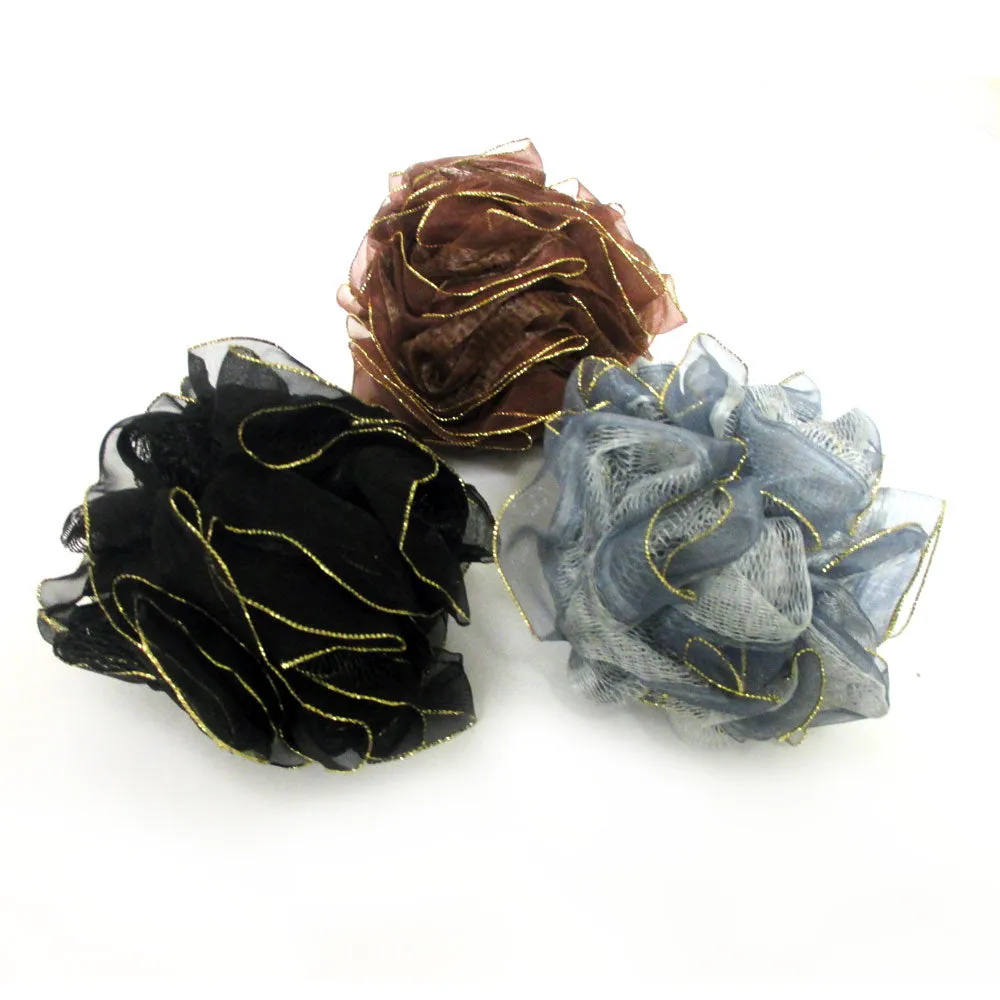 3 Mesh Bath Sponge Back Scrubber Shower Exfoliating Body Brush Wash Nylon Puff