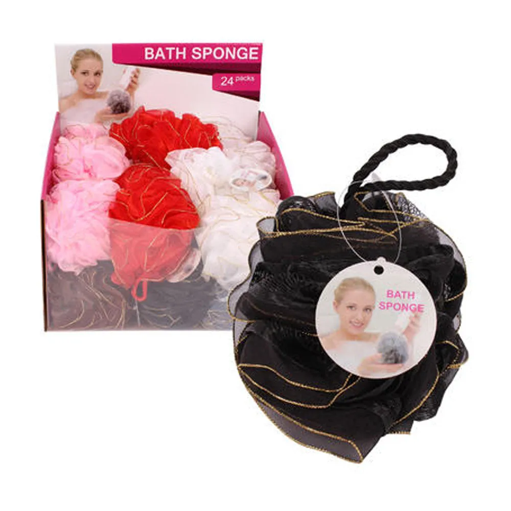 3 Mesh Bath Sponge Back Scrubber Shower Exfoliating Body Brush Wash Nylon Puff