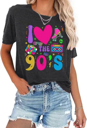 90s Shirt for Women: I Love The 90s Shirt Graphic Vintage Tees 90's Neon Party Outfits Tops
