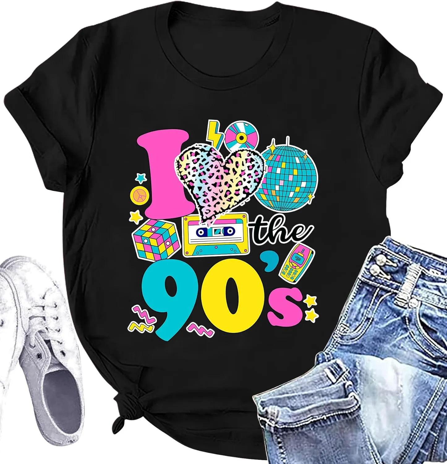 90s Shirt for Women: I Love The 90s Shirt Graphic Vintage Tees 90's Neon Party Outfits Tops