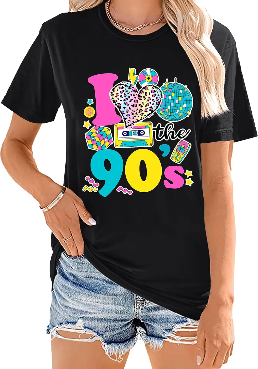 90s Shirt for Women: I Love The 90s Shirt Graphic Vintage Tees 90's Neon Party Outfits Tops