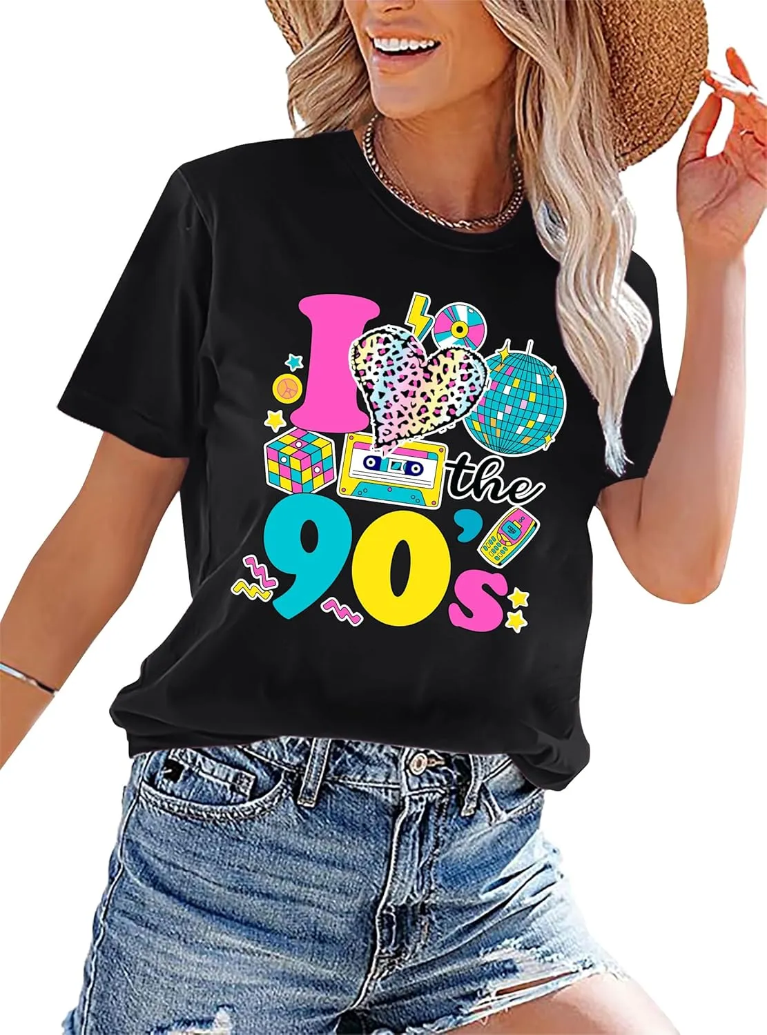 90s Shirt for Women: I Love The 90s Shirt Graphic Vintage Tees 90's Neon Party Outfits Tops