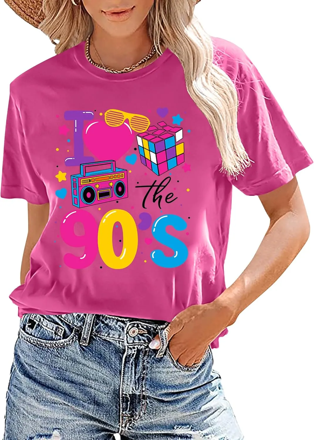 90s Shirt for Women: I Love The 90s Shirt Graphic Vintage Tees 90's Neon Party Outfits Tops