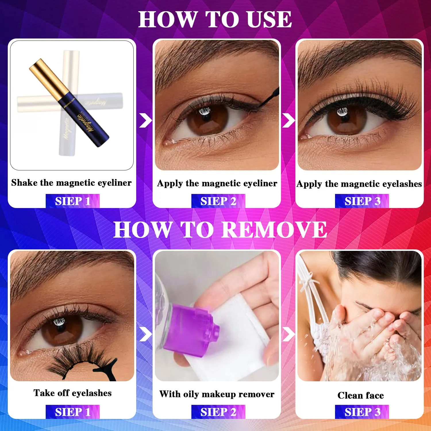 AkesuLash Magnetic Eyelashes Natural Look - Magnetic Lashes with 4 Tube of Magnetic Liner - 10 Pairs Mangetic False Eyelashes Kit with Applicator - Easy to Apply