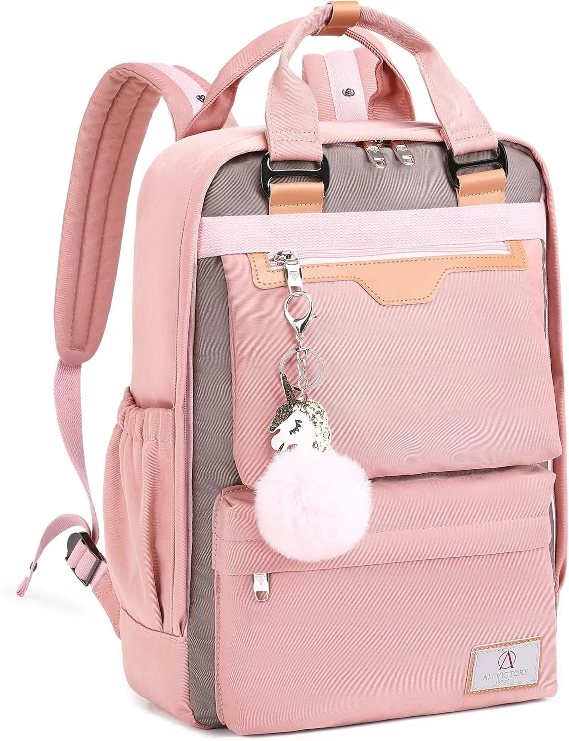 AO ALI VICTORY Laptop Backpack 15.6 Inch for Women Men Teacher Backpacks Nursing Bag Anti Theft Travel Back Pack Large College Bookbag (Large, Pink)