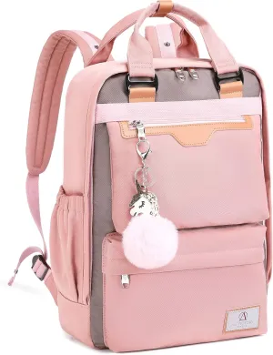 AO ALI VICTORY Laptop Backpack 15.6 Inch for Women Men Teacher Backpacks Nursing Bag Anti Theft Travel Back Pack Large College Bookbag (Large, Pink)