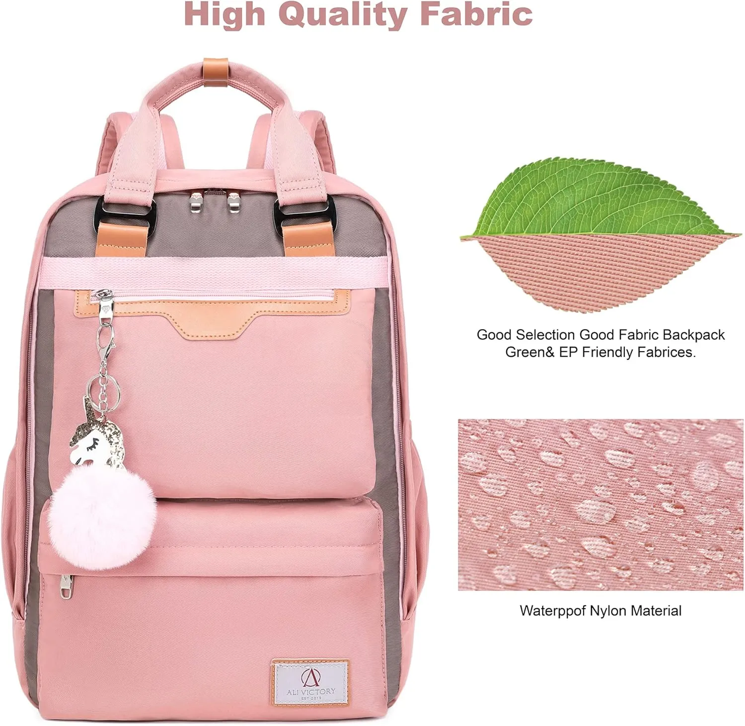 AO ALI VICTORY Laptop Backpack 15.6 Inch for Women Men Teacher Backpacks Nursing Bag Anti Theft Travel Back Pack Large College Bookbag (Large, Pink)