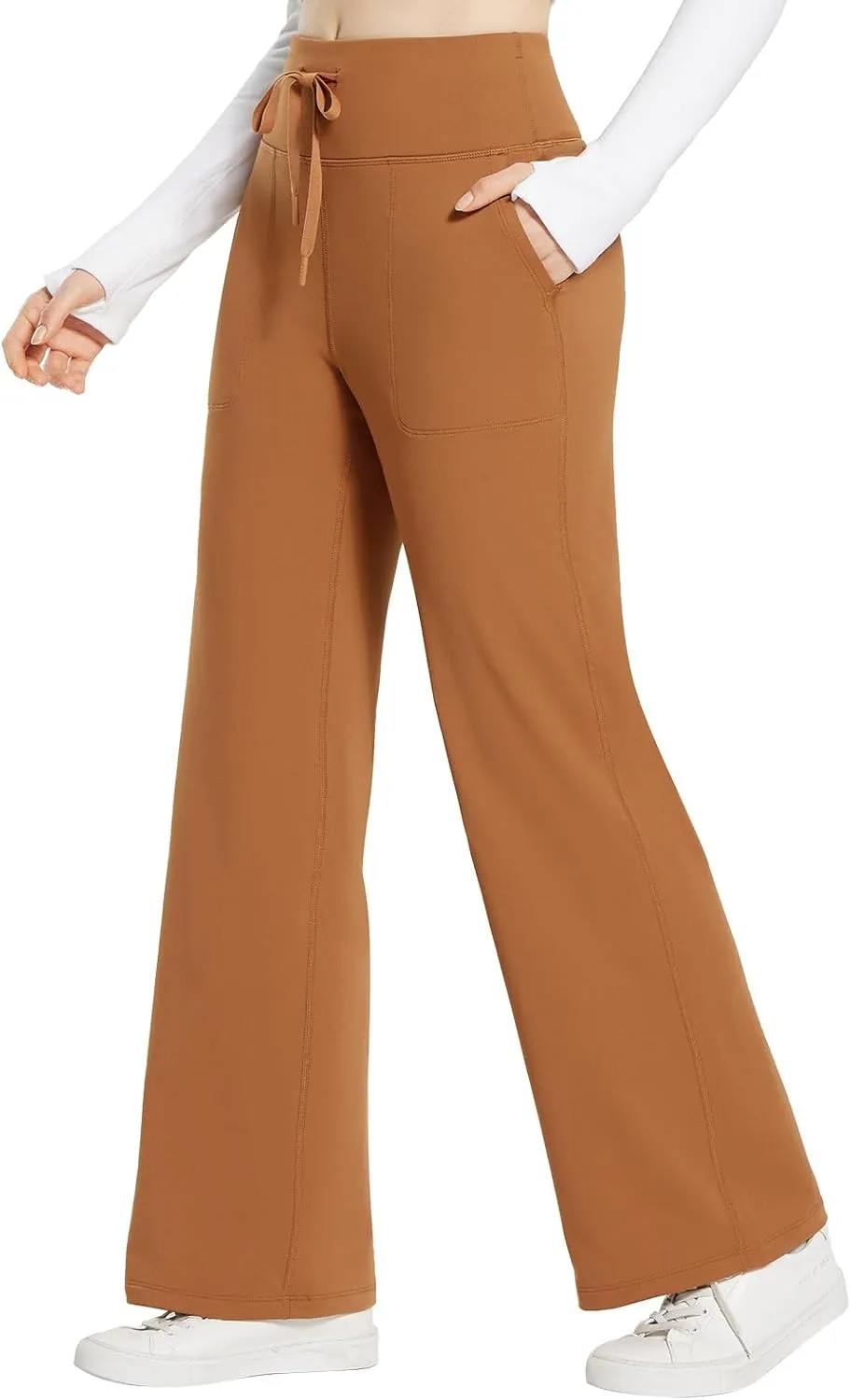 baleaf Womens Winter Pants Fleece Lined Wide Leg Sweatpants with Pockets Warm Yoga Lounge Drawstring