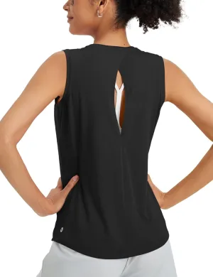 baleaf Women's Workout Tank Tops Racerback Open Back Yoga Top Sleeveless Running Shirts Loose Fit Athletic Gym Sports