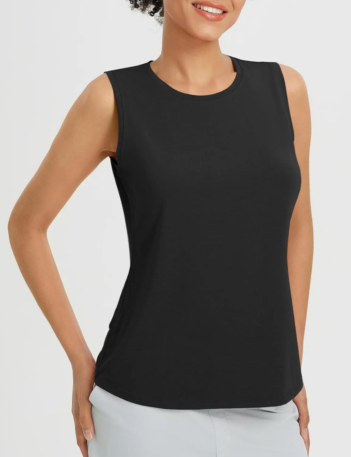 baleaf Women's Workout Tank Tops Racerback Open Back Yoga Top Sleeveless Running Shirts Loose Fit Athletic Gym Sports