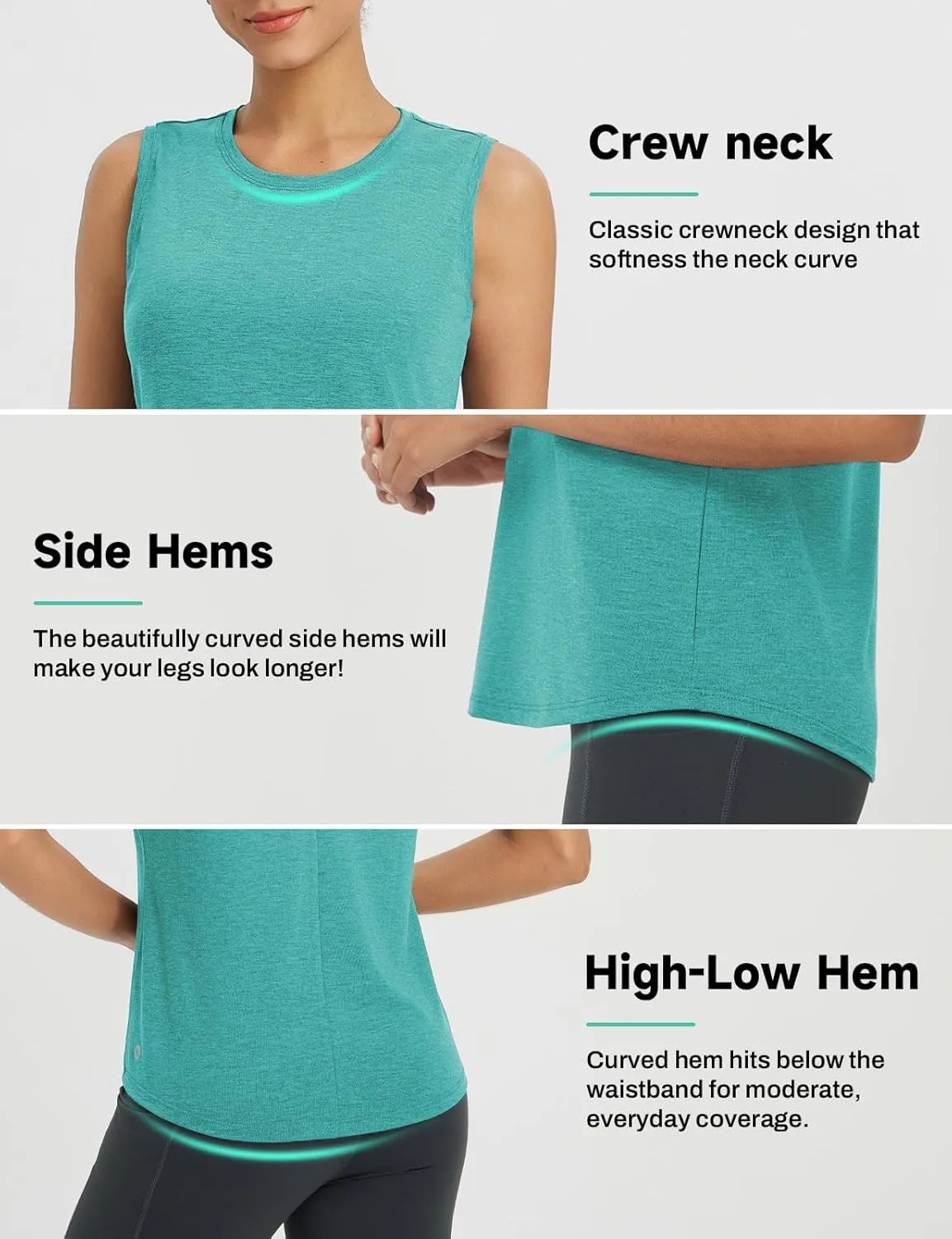 baleaf Women's Workout Tank Tops Racerback Open Back Yoga Top Sleeveless Running Shirts Loose Fit Athletic Gym Sports