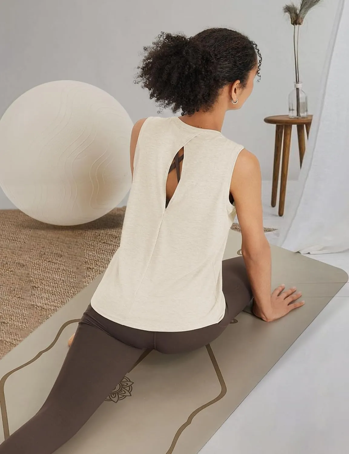 baleaf Women's Workout Tank Tops Racerback Open Back Yoga Top Sleeveless Running Shirts Loose Fit Athletic Gym Sports