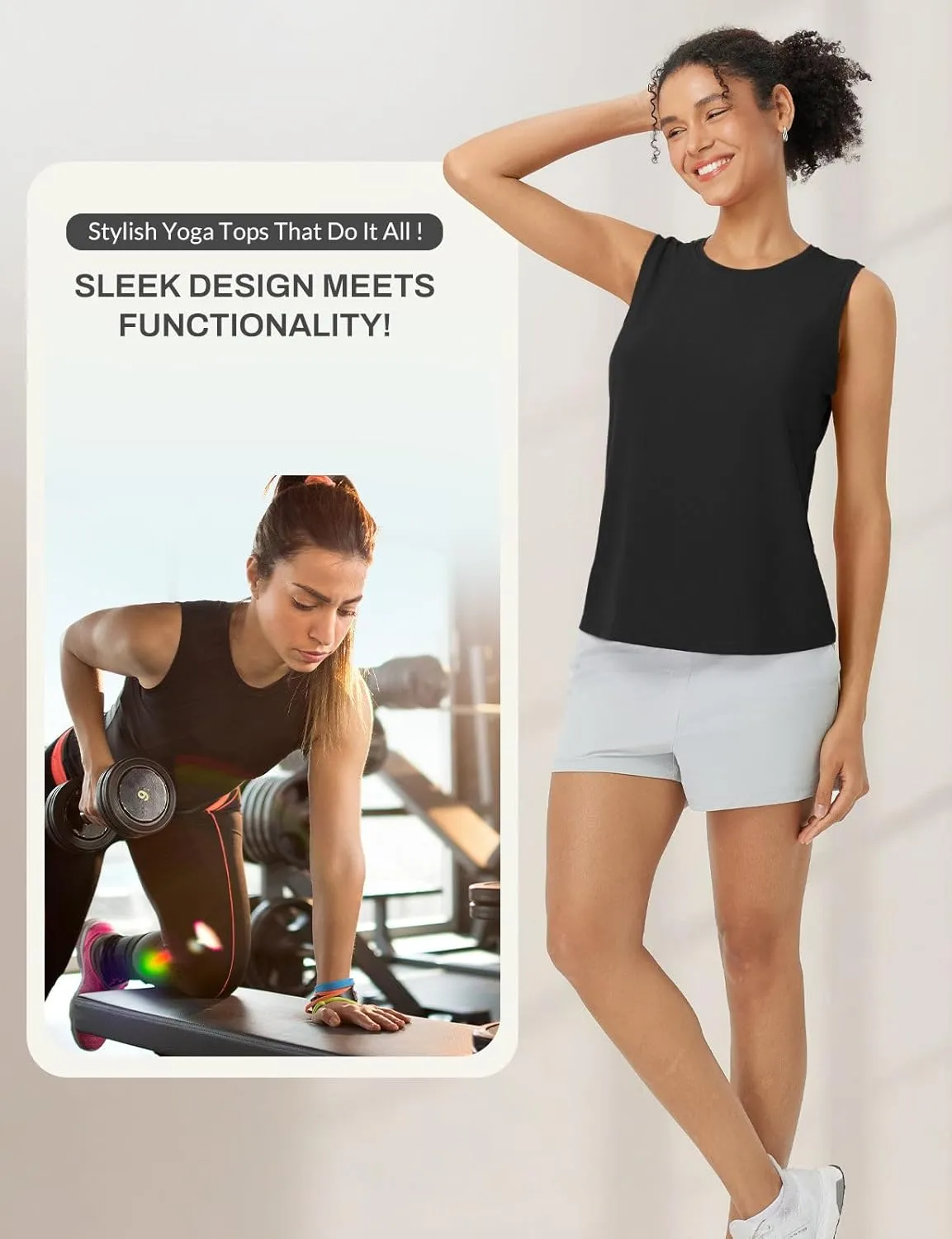 baleaf Women's Workout Tank Tops Racerback Open Back Yoga Top Sleeveless Running Shirts Loose Fit Athletic Gym Sports
