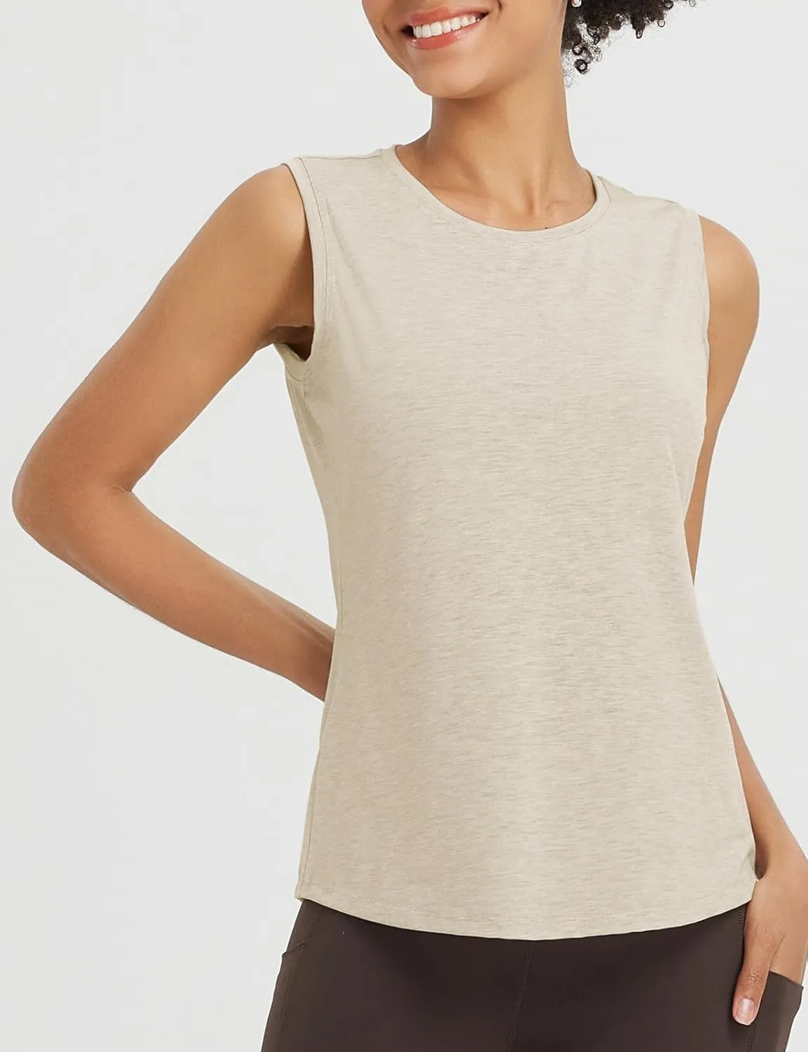 baleaf Women's Workout Tank Tops Racerback Open Back Yoga Top Sleeveless Running Shirts Loose Fit Athletic Gym Sports