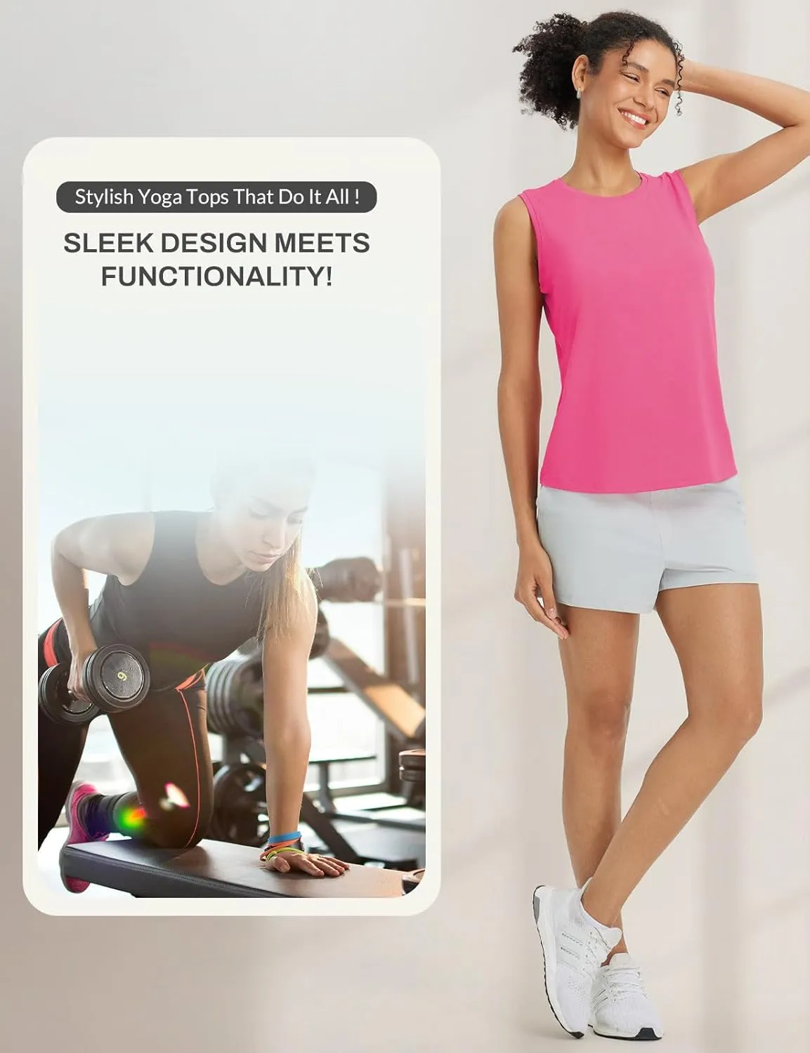 baleaf Women's Workout Tank Tops Racerback Open Back Yoga Top Sleeveless Running Shirts Loose Fit Athletic Gym Sports