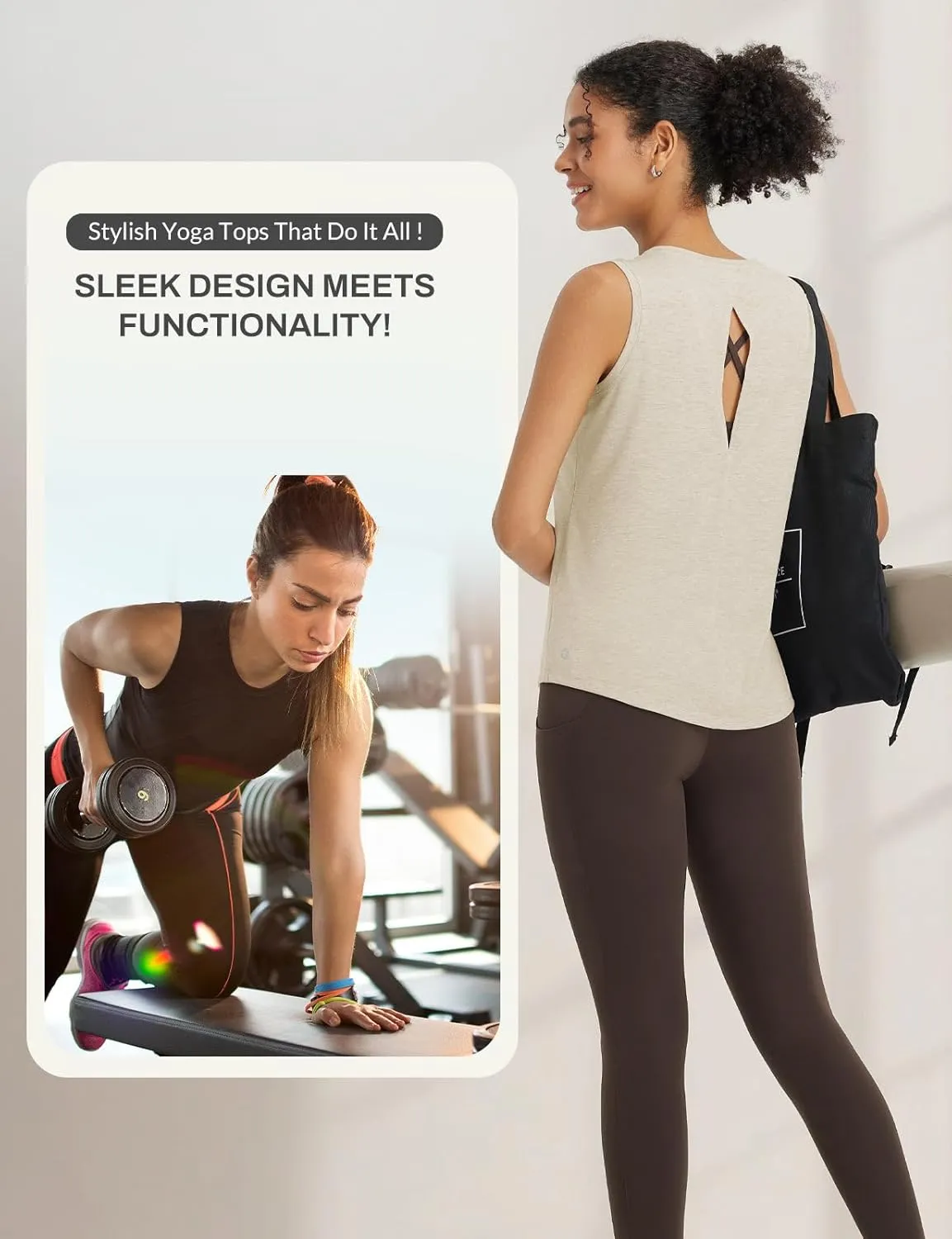 baleaf Women's Workout Tank Tops Racerback Open Back Yoga Top Sleeveless Running Shirts Loose Fit Athletic Gym Sports
