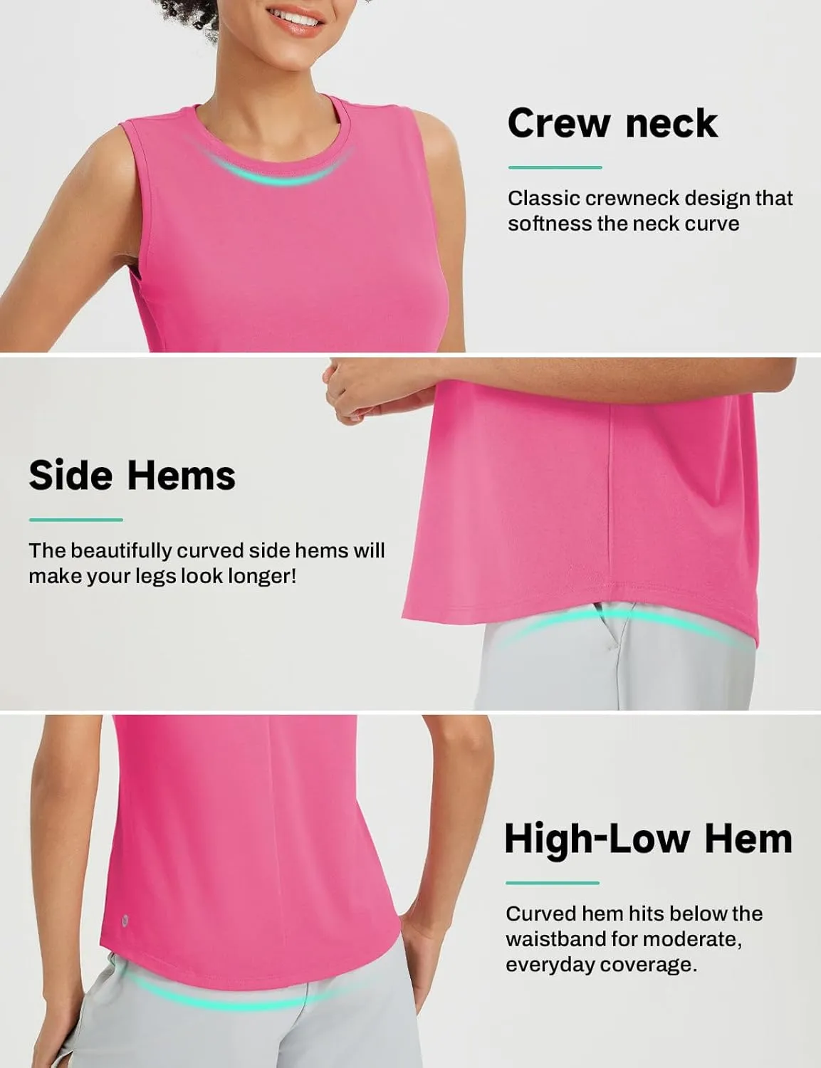 baleaf Women's Workout Tank Tops Racerback Open Back Yoga Top Sleeveless Running Shirts Loose Fit Athletic Gym Sports