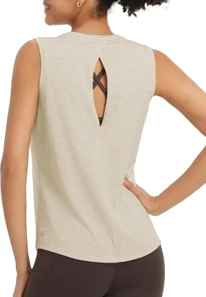 baleaf Women's Workout Tank Tops Racerback Open Back Yoga Top Sleeveless Running Shirts Loose Fit Athletic Gym Sports