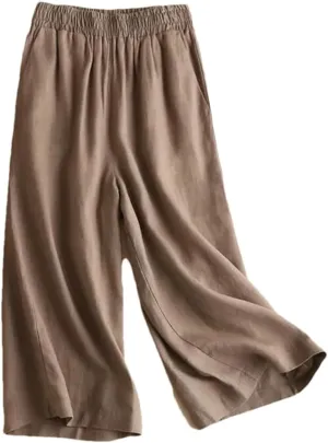 Bciopll Women's 2025 Summer Wide Leg Pants Ladies High Waist Linen Casual Trousers Embroidery Pants