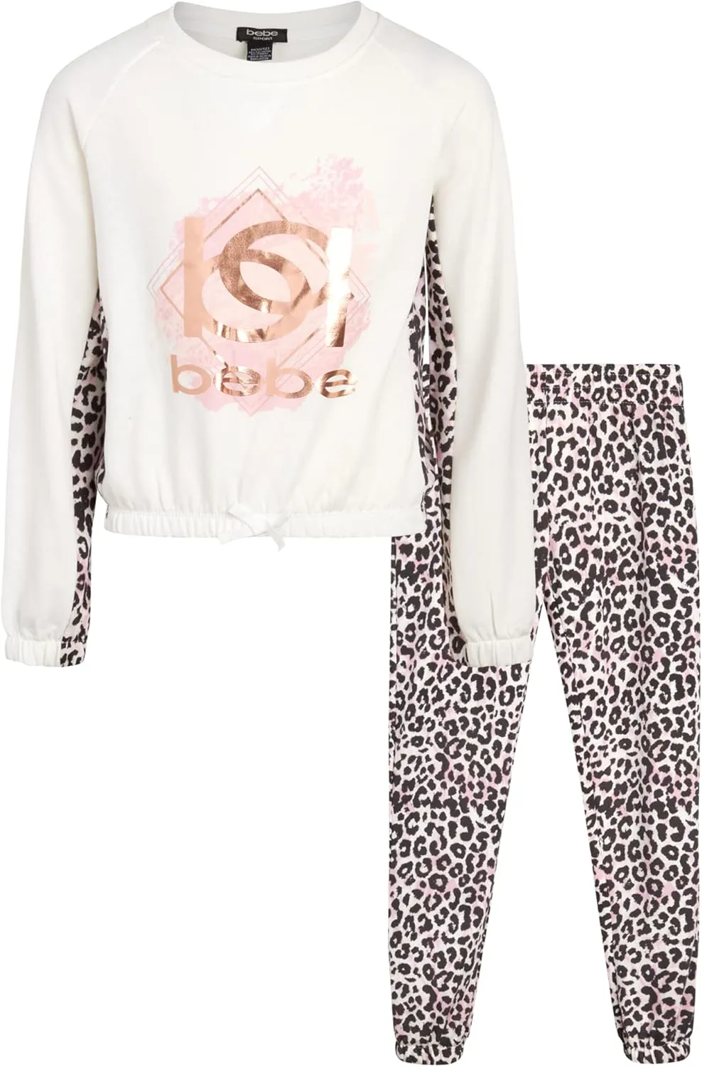 bebe Girls' Jogger Set - 2 Piece Active Fleece Pullover Sweatshirt and Sweatpants (Sizes: 4-16)