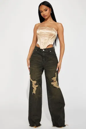 Belleville Baggy Ripped Non Stretch Jeans - Black Wash