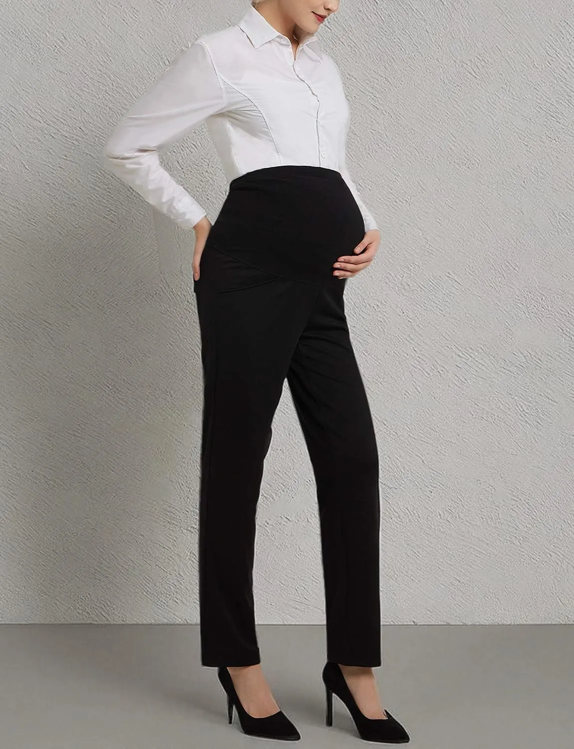 Bhome Maternity Jeans Stretch High Waisted Pants for Work, Career, Office, and Dress