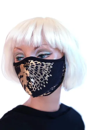 Black & Gold Floral Mask