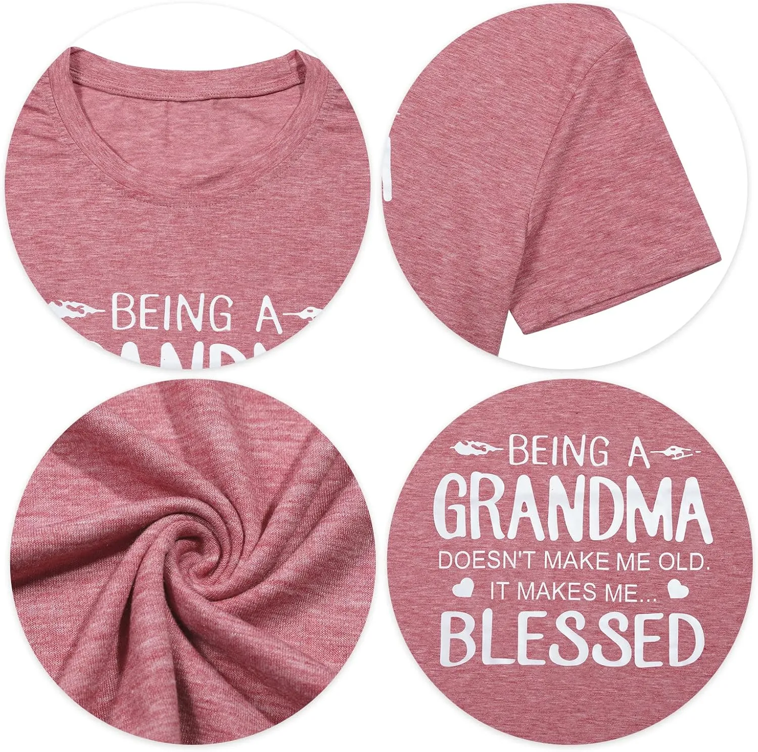 Blessed Grandma Shirt Funny Cute Graphic Tees Women Letter Print T-Shirt Casual Short Sleeve Tops