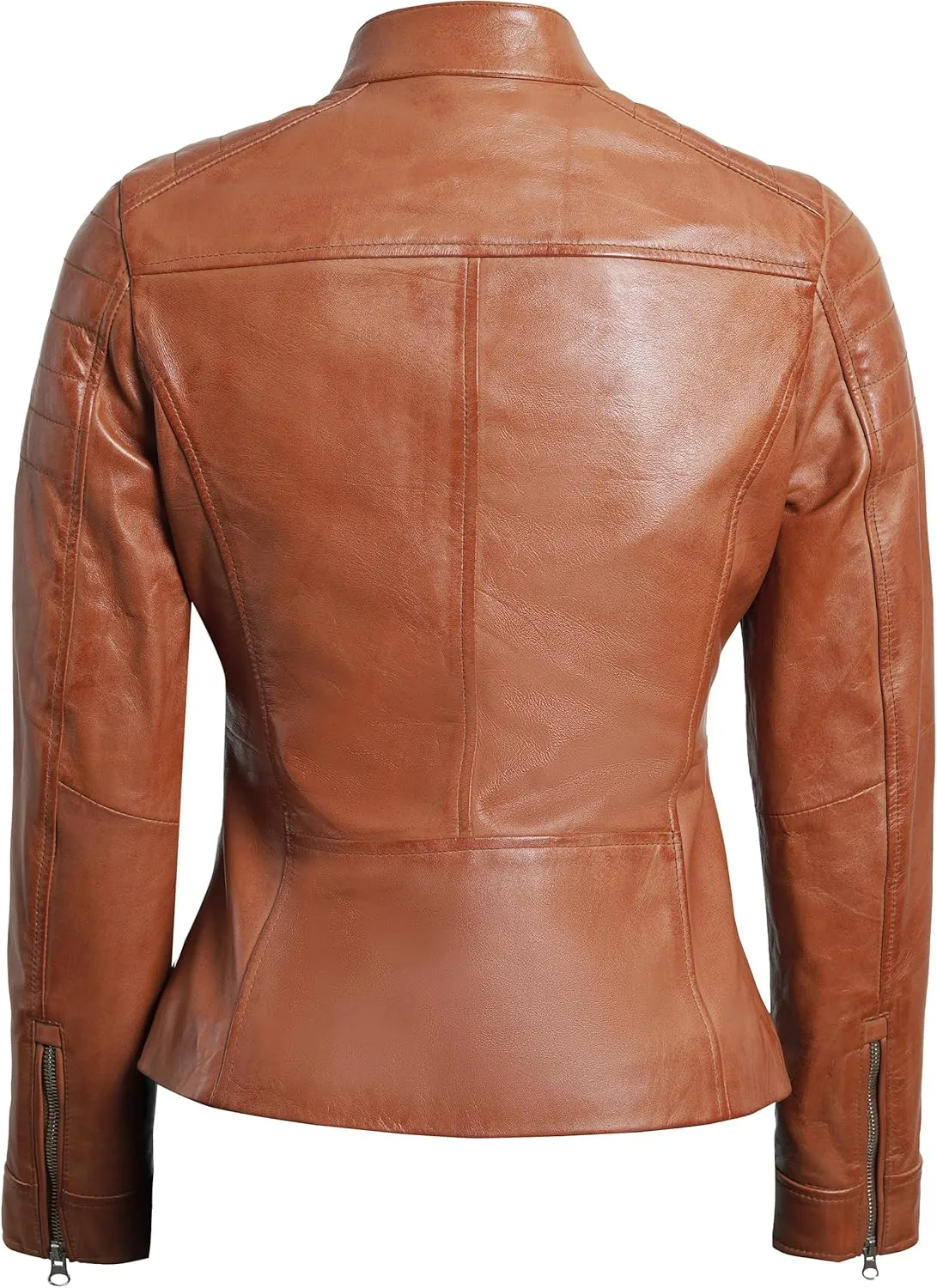 Blingsoul Cafe Racer Leather Jacket Womens - Real Lambskin Leather Jackets for Women