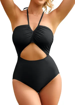 BMJL Women's One Piece Swimsuit Sexy Halter Bathing Suit Flattering Cute Cut Out Ladies Monokini 1 Piece