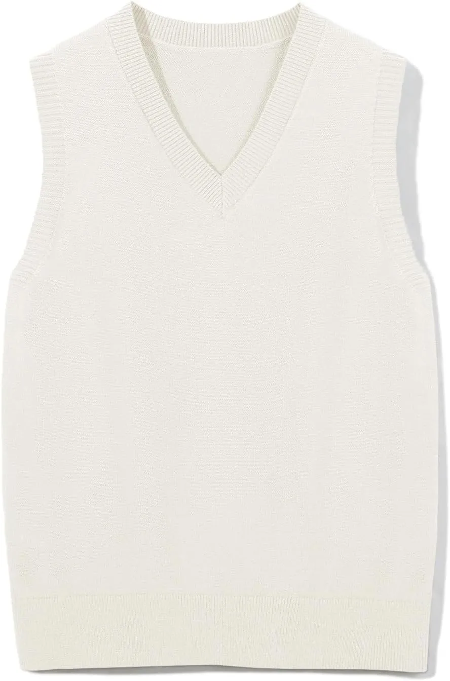 Boys Sweater Vest Kids Solid School Uniform Sleeveless Knit Sweaters Tops 5-14 Years