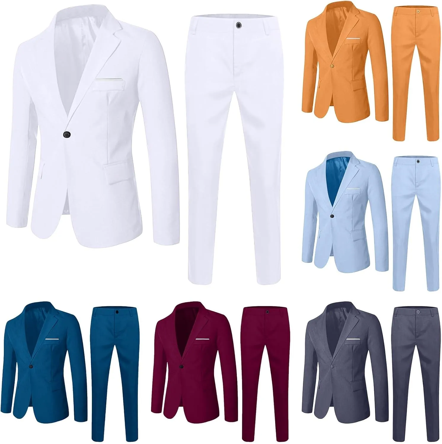 Boys Tuxedo Suit Slim Fit Formal Stylish Set 2 Pieces Outfits Blazer Jackets and Pants for Kids Prom Wedding Clothes