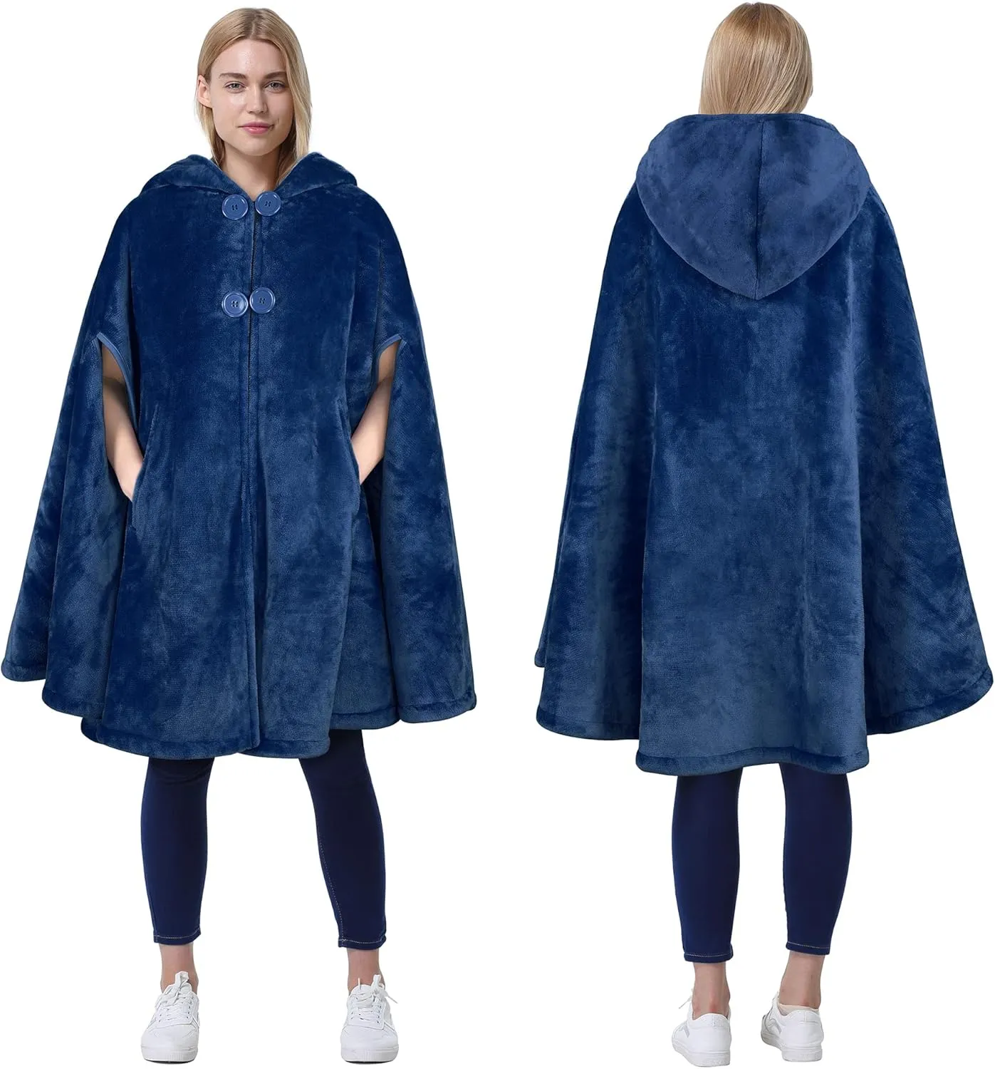 Catalonia Women's Poncho Cape, Oversized Sherpa Fleece Cloak Coat, Snuggly Hooded Wearable Blanket, Gift Idea for Women Mom