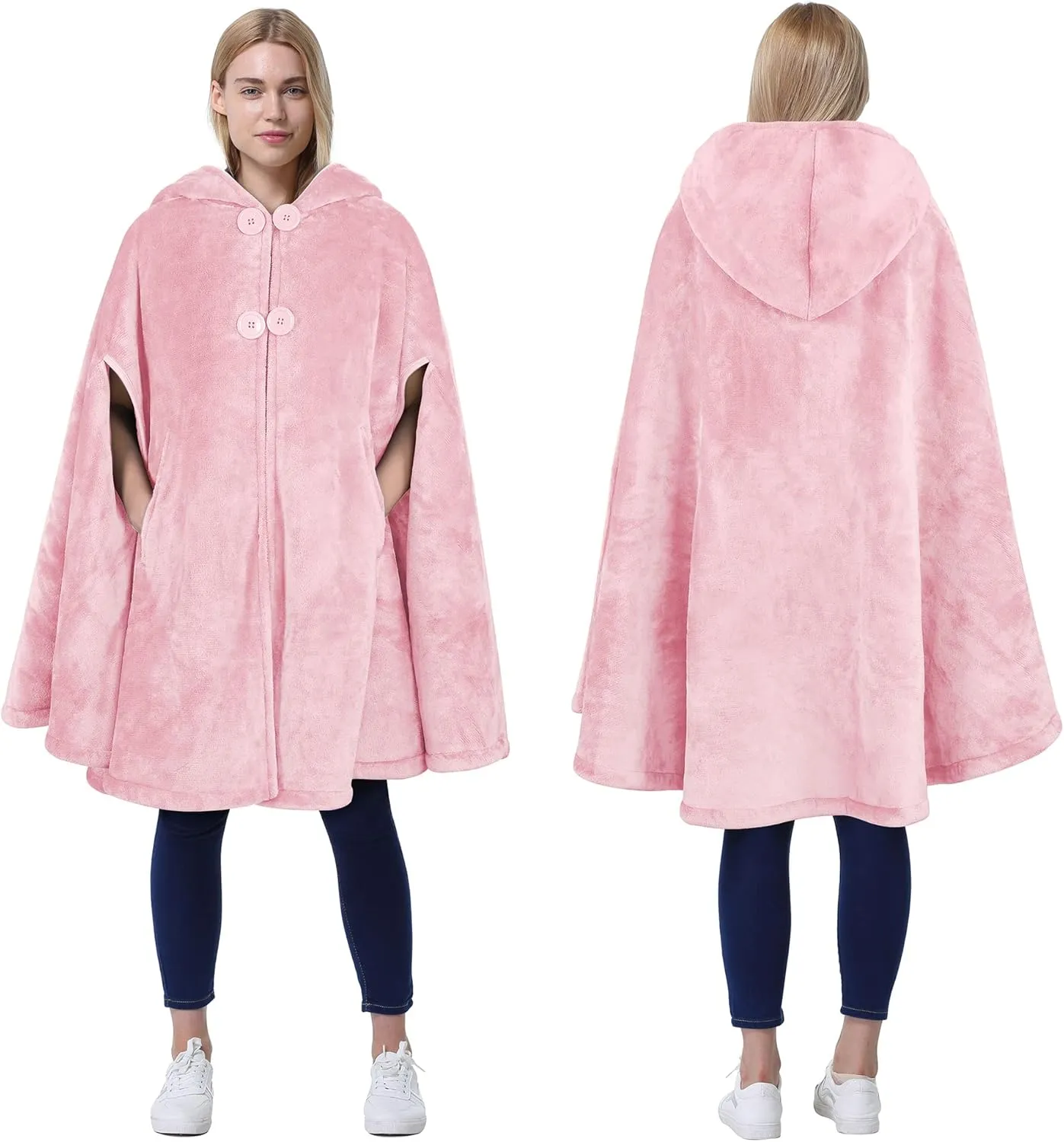 Catalonia Women's Poncho Cape, Oversized Sherpa Fleece Cloak Coat, Snuggly Hooded Wearable Blanket, Gift Idea for Women Mom