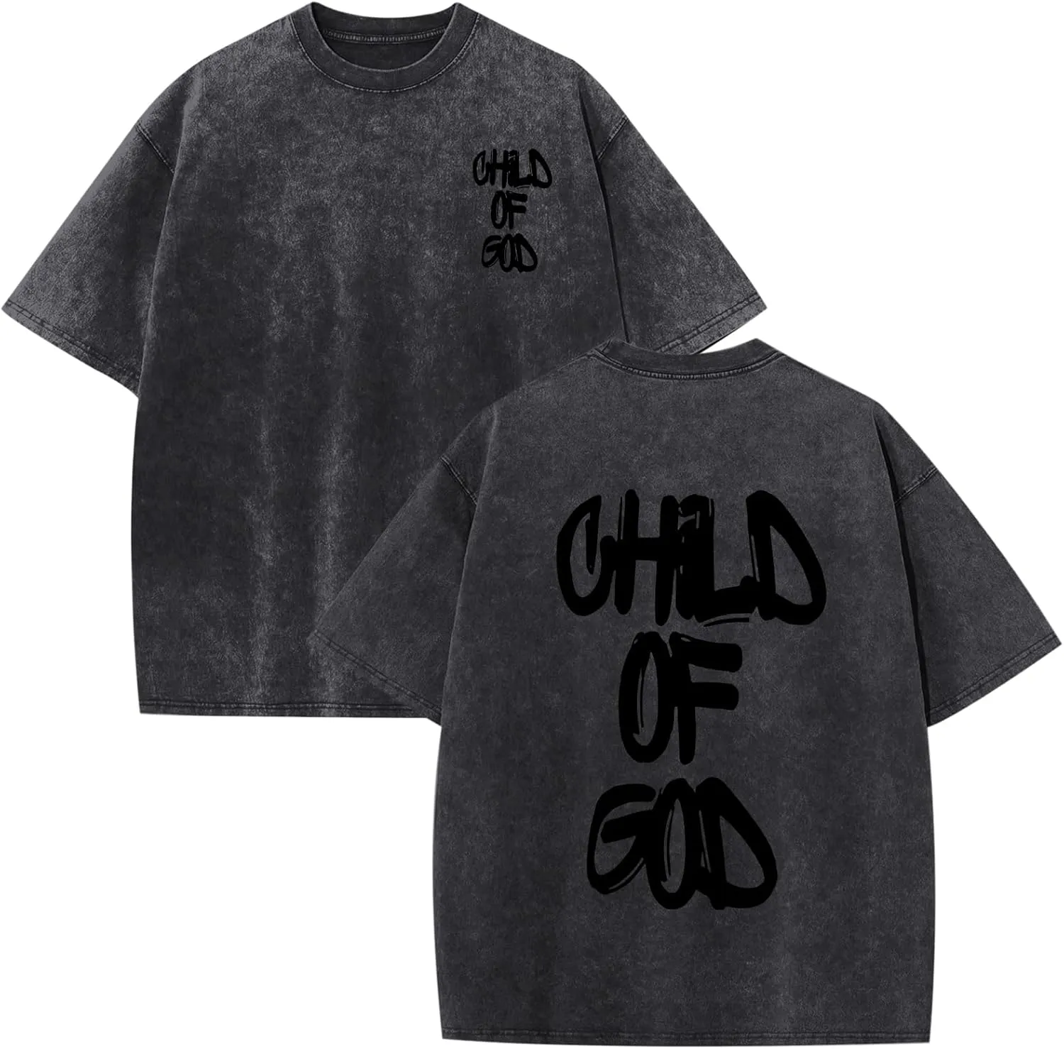 Christian Shirts for Men Child of God Jesus Faith Shirt Oversized Graphic Religious Tees Acid Wash T-Shirt Tops