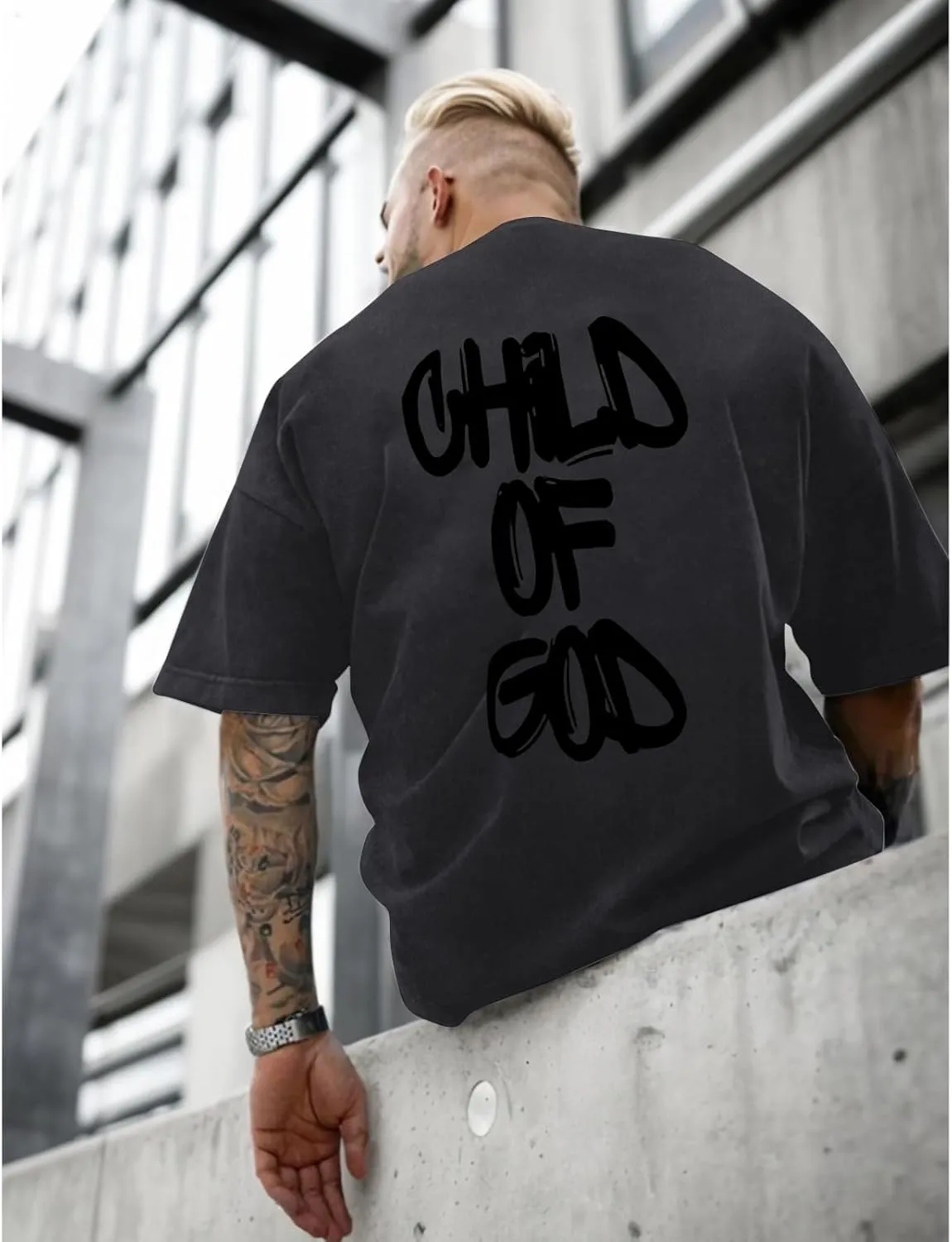 Christian Shirts for Men Child of God Jesus Faith Shirt Oversized Graphic Religious Tees Acid Wash T-Shirt Tops