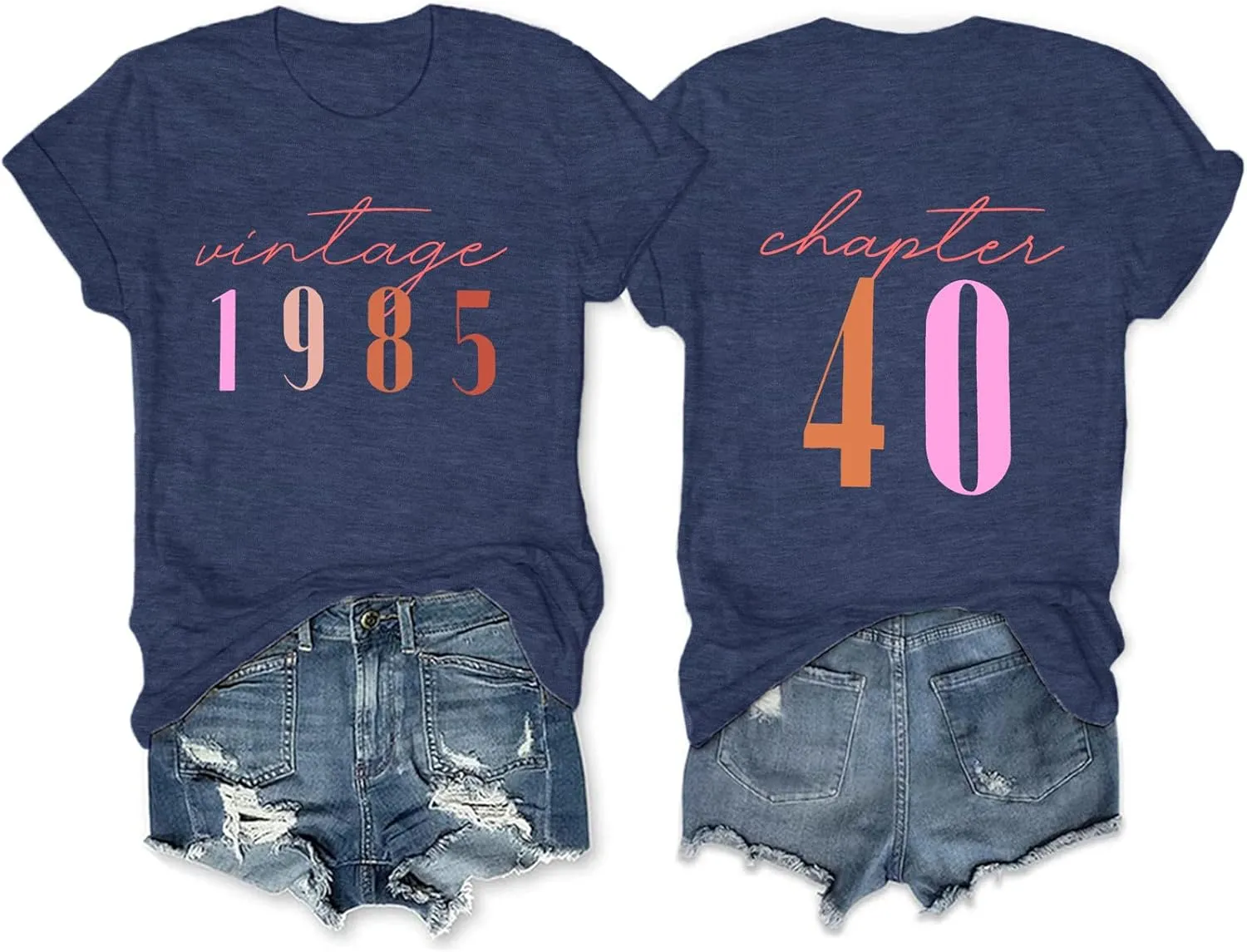 Chulianyouhuo 40th Birthday Gift Women Vintage 1985 T Shirt Letter Print Birthday Party Tops Casual Short Sleeve Tees