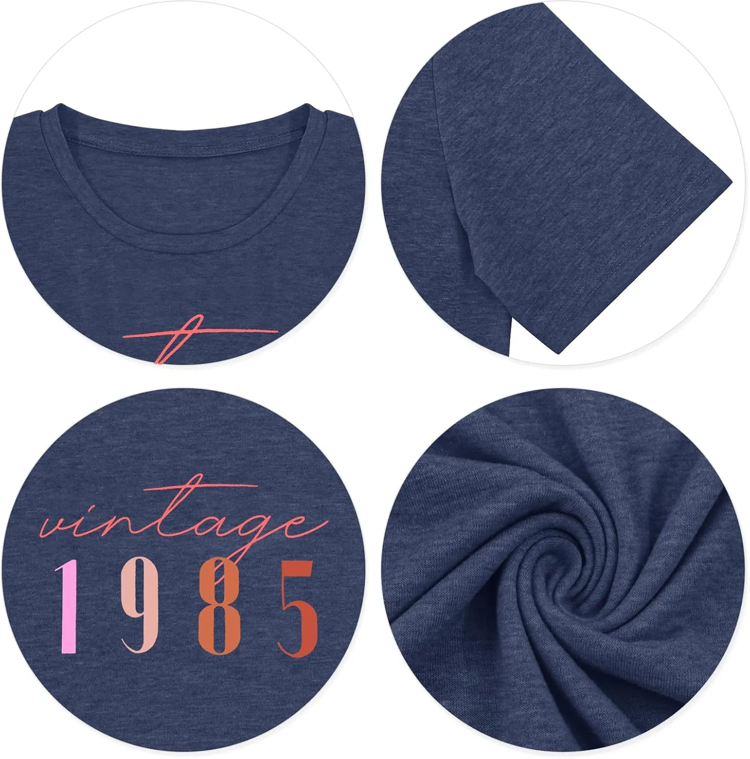 Chulianyouhuo 40th Birthday Gift Women Vintage 1985 T Shirt Letter Print Birthday Party Tops Casual Short Sleeve Tees