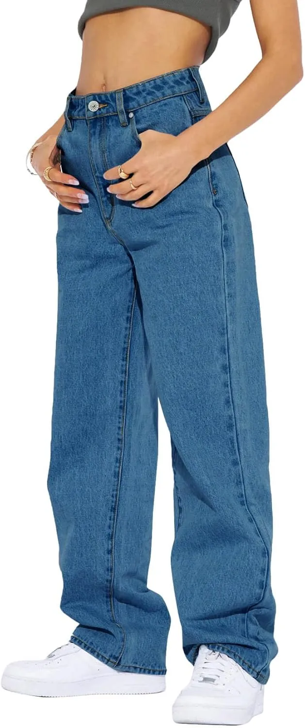 Cicy Bell Women's High Waisted Boyfriend Jeans Baggy Straight Leg Casual Denim Pants