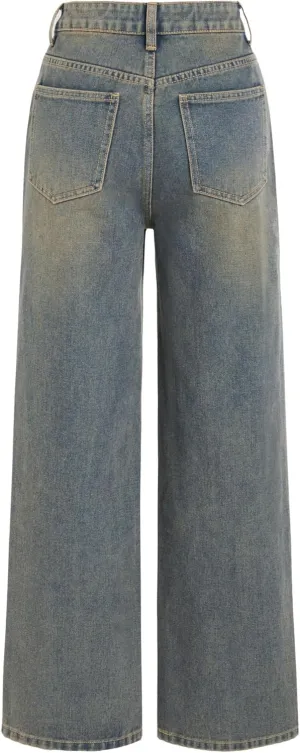 CIDER Denim High Waist Pocket Wide Leg Jeans