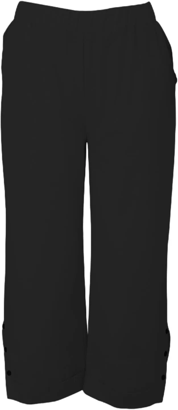 Cotton Linen Cropped Pants for Women Summer Elastic Waist Straight Wide Leg Solid Boho Beach Trouser with Pockets