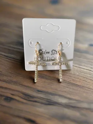 Crystal Cross Earrings